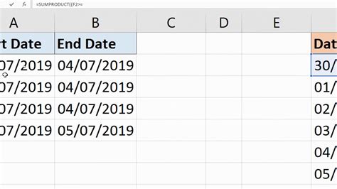 count formula in excel for dates