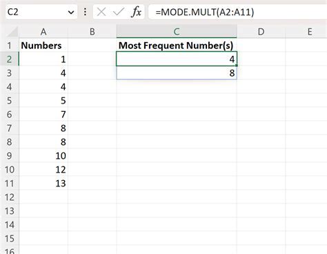 count most common value excel