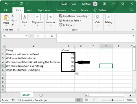 count number of characters in excel excluding spaces
