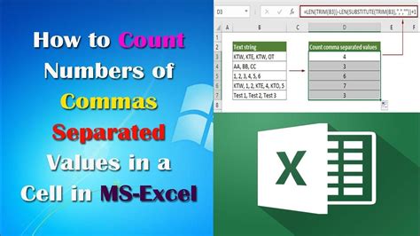 count number of comma separated values in a cell excel