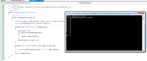 count occurrences of character in string c# using dictionary