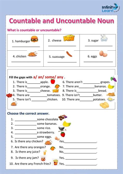 countable and uncountable nouns exercises with answers