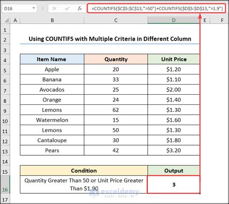 countif function in excel multiple sheets