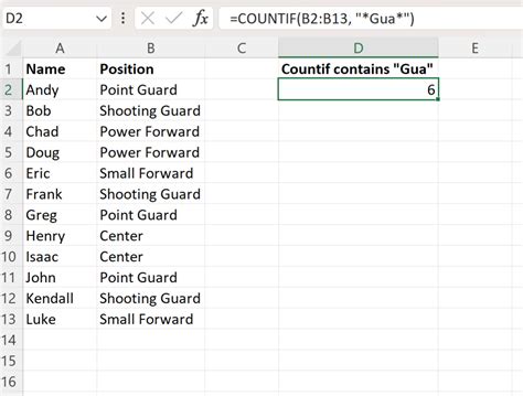 countif function in excel partial text