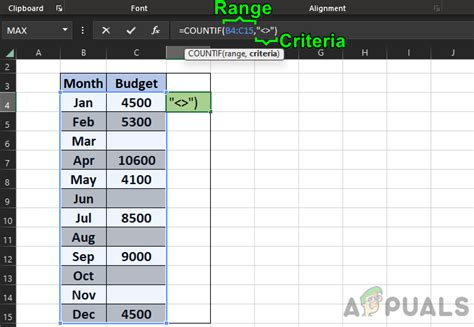 countif multiple cells not range