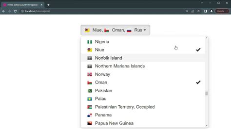 country code drop down list with flag html