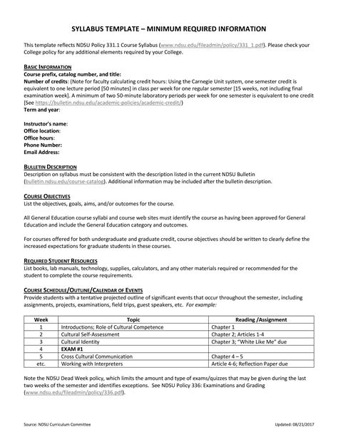 course outline syllabus template