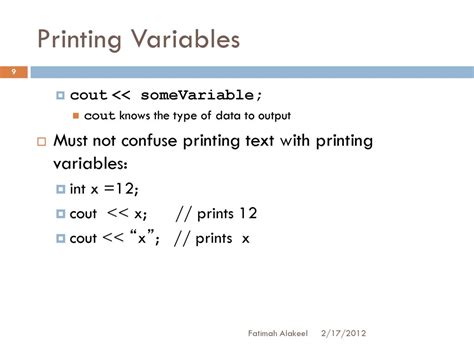 cout print variables