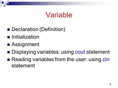 cout variables definition