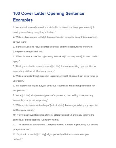 cover letter command sentences