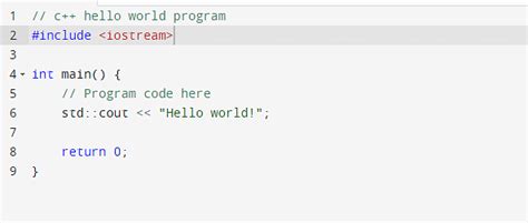 cpp sample code hello world