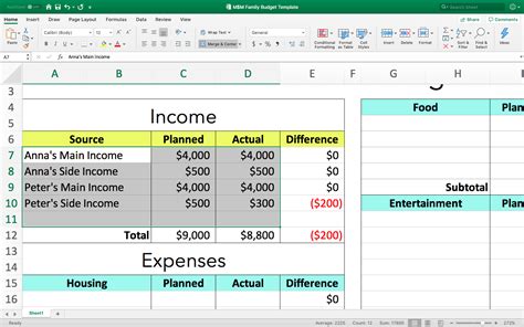 create a budget in ms excel