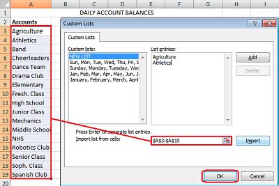 create a custom list in excel