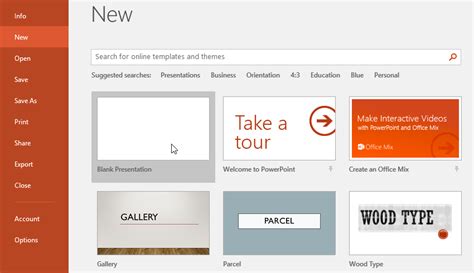 create a new blank presentation