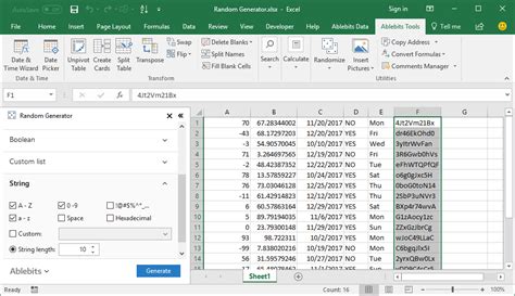 create a random word generator in excel