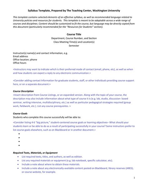 create a syllabus template