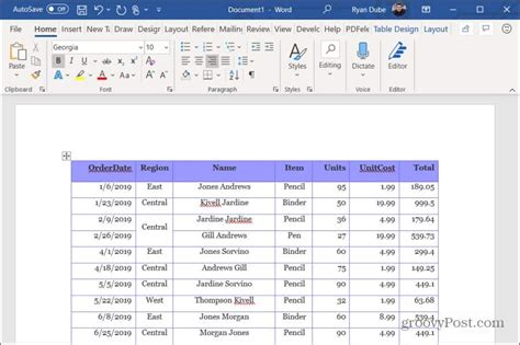 create a table in word from excel vba