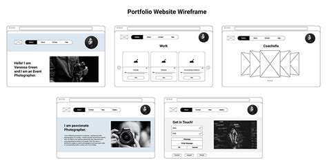 create a wireframe for a personal portfolio website