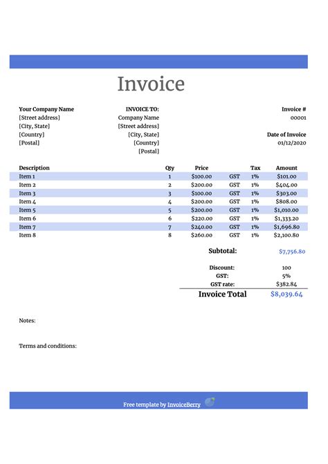 create an invoice in google sheets