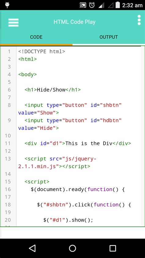 create android app with html code