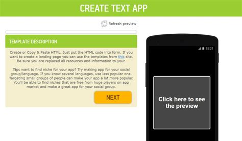 create android app with html code free