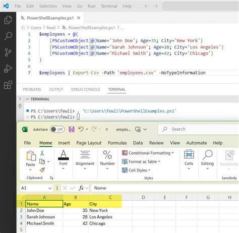 create csv file powershell
