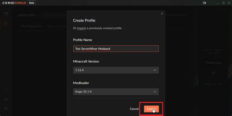 create curseforge modpack server