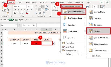 create drop down list in excel with color data validation