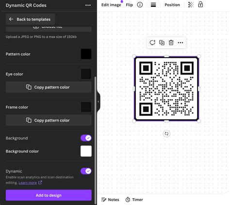 create dynamic qr code canva