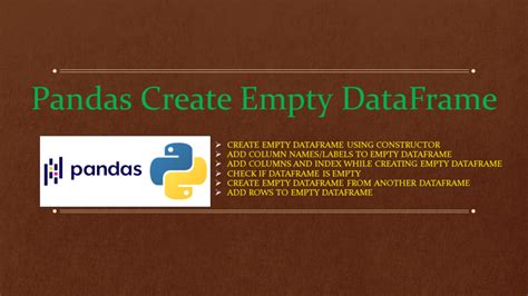 create empty pandas dataframe without column names