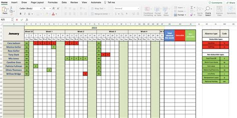 create holiday tracker in excel