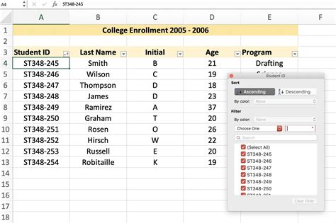 create list in excel