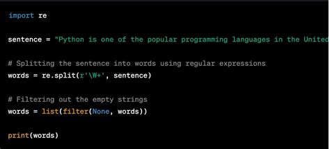 create list of words from sentence python
