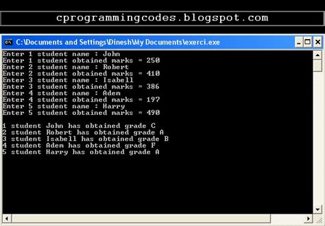 create student database in c program