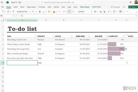 create to do list in excel with checkbox