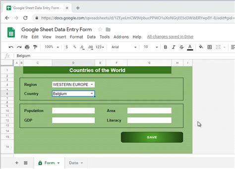 creating a data entry form in google sheets