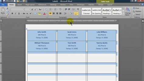 creating address labels from excel spreadsheet
