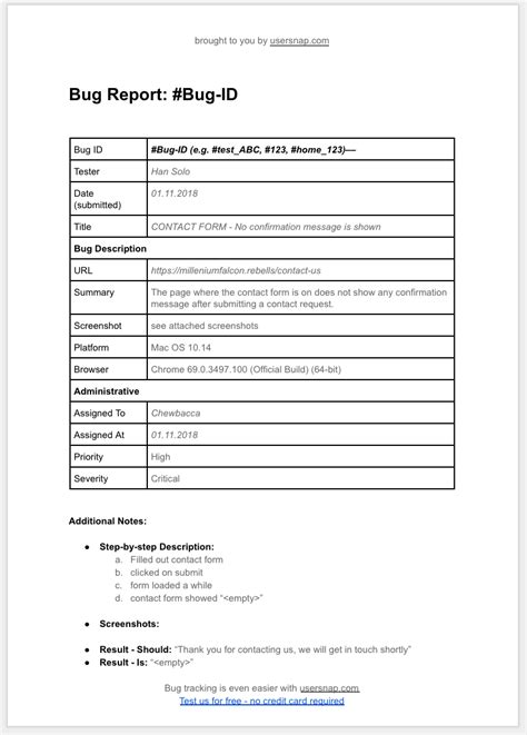 creating bug report