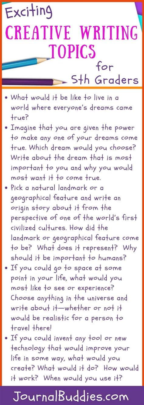 creative writing topics for class 5 with answers