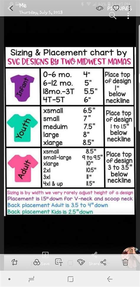 Cricut Sizing Chart