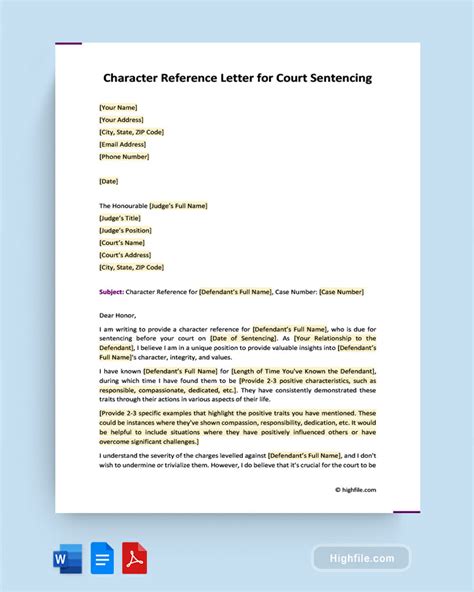 criminal law character reference