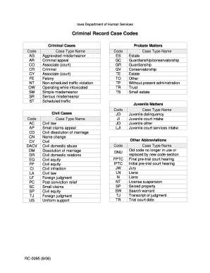 criminal record codes
