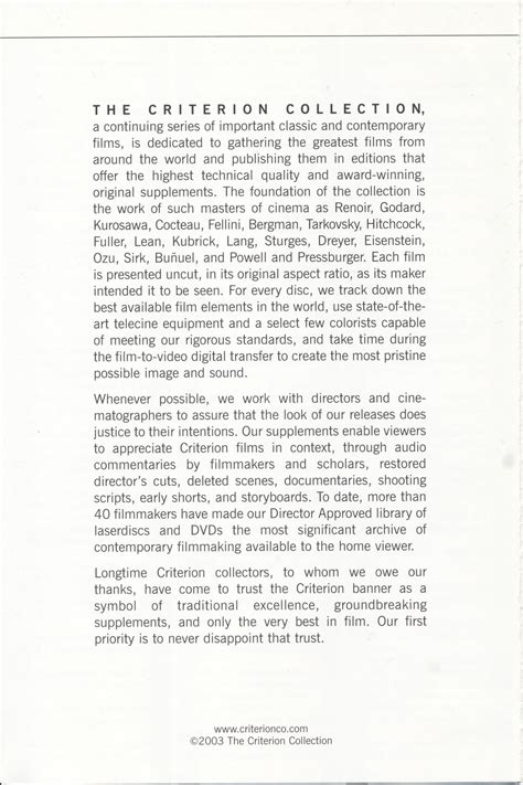 Criterion Collection Catalog