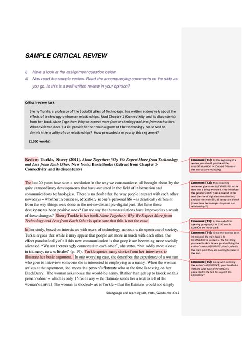 critical review dissertation example