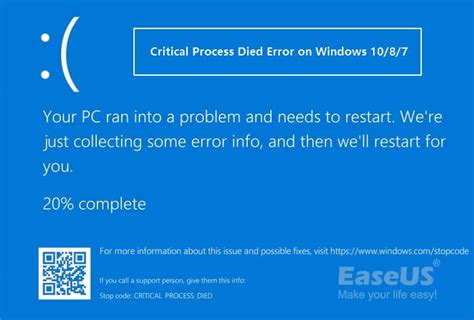 critical_process_died windows 10 restart loop