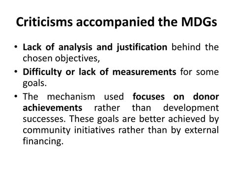 criticisms of mdgs