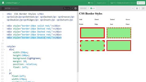 css table border style examples