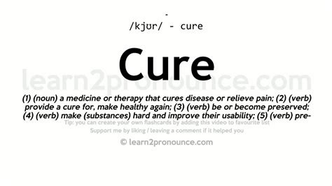 cure meaning in english with example