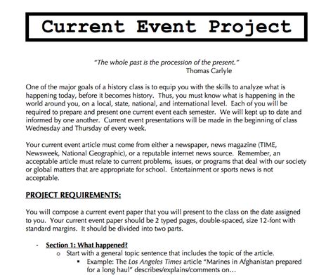 current events project topics