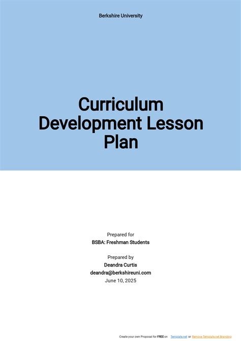 curriculum development plan example